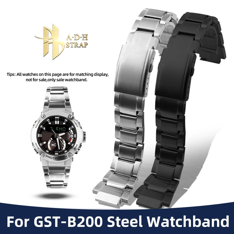 Твердый ремешок из нержавеющей стали для Casio G-shock GST-B200 часов 16 мм металлическая