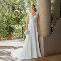 elegant chiffon a line wedding dress for women sexy white bridal gown button backless sweetheart bridal dress robe de mari%c3%a9e