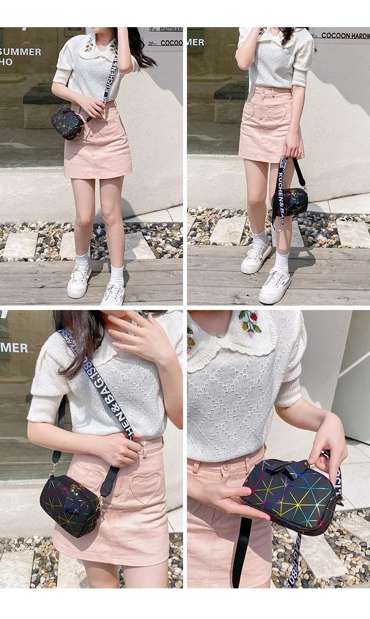 Модная сумка-мессенджер через плечо с лазерным рисунком женская маленькая