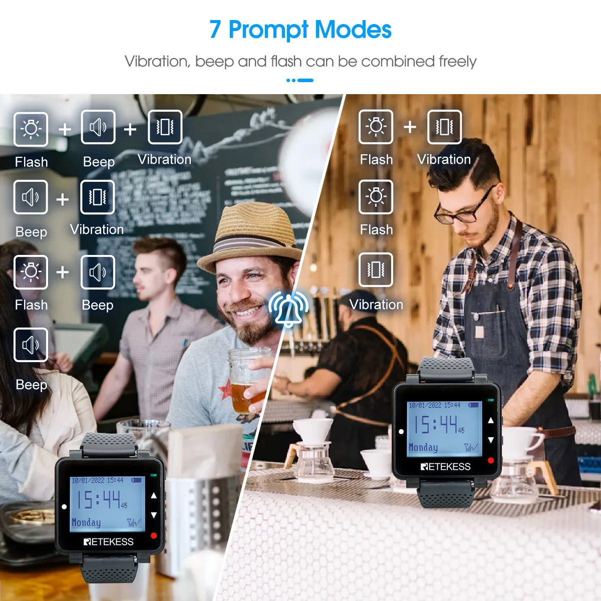 Пейджер для ресторана RETEKESS 2 T128 приемник часов + 15 T117 кнопка вызова беспроводная