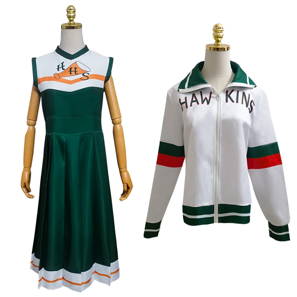 

2022 Stranger Things Season 4 Chrissy Cunningham Cheerleader Cosplay Costume Hawkins High School Lucas Sinclair Jacket Dress