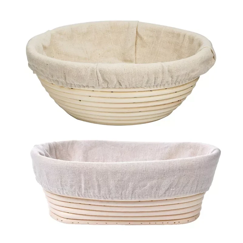 2022New Handmade Rattan Bread Banneton Basket Set With Liner Bread Proofing Baskets Round/Oval Sourdough Proving Basket Bakery C
