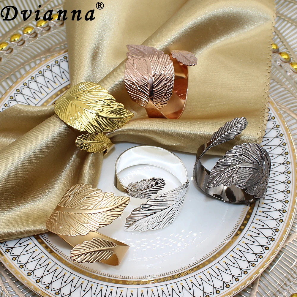 

Dvinana 12/24Pcs Leaf Shape Napkin Rings for Holidays Parties Weddings Family Casual Formal Occasions Table Decoration HWL36