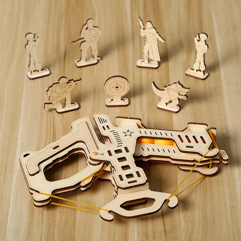 

3D Wooden Puzzle Bow and crossbow Model DIY Toys Rubber Band Shooter Gifts Guard Toy For Teens Funny Outdoors Game
