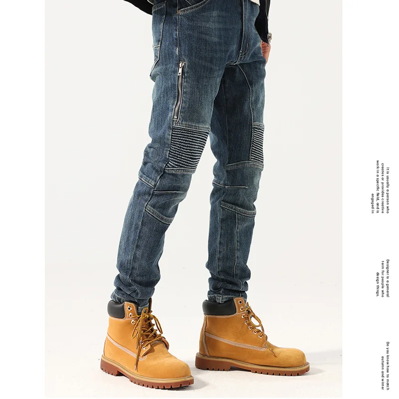 Self-cultivation Elastic Force Blue Pencil Pants Streetwear Men 2022 Autumn and Winter New Pattern Recreational Jeans Female