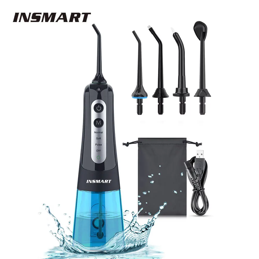 

INSMART Oral Irrigator Water Flosser Portable Dental Water Jet 300ML Water Tank USB Rechargeable Teeth Cleaner Waterproof