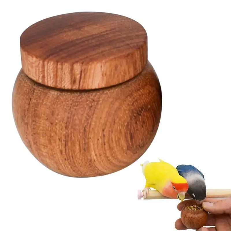 Lightweight Wooden Handheld Storage Box Bird Food Jar With L