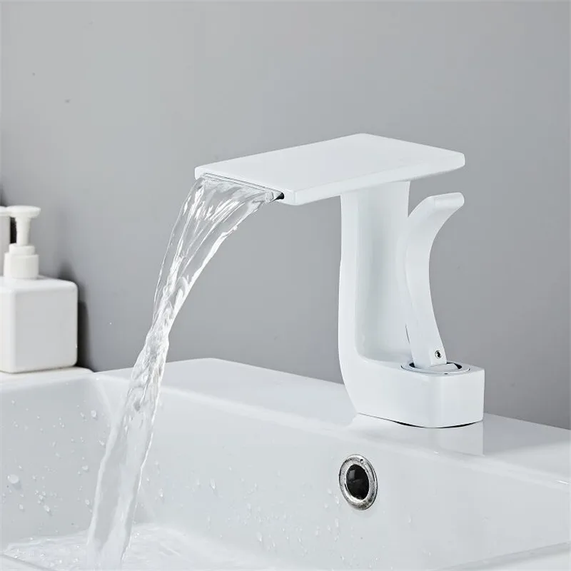

white Faucet Bathroom Faucets Hot Cold Basin Faucet Sink Faucet Water Mixer Crane Deck Mounted Bathroom Tap Black