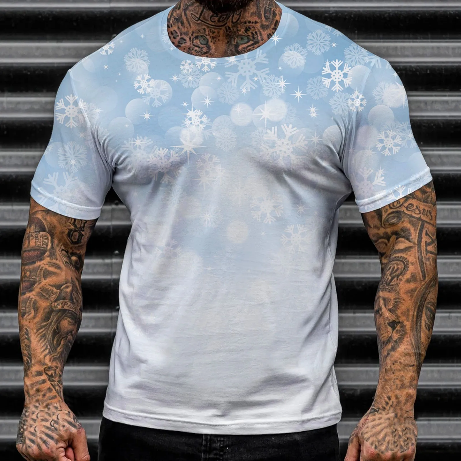 

Mens Spring And Summer Vacation Casual Retro Distressed All Parts Leopard Print T Shirts Round Neck Short Mens Shirts Pack