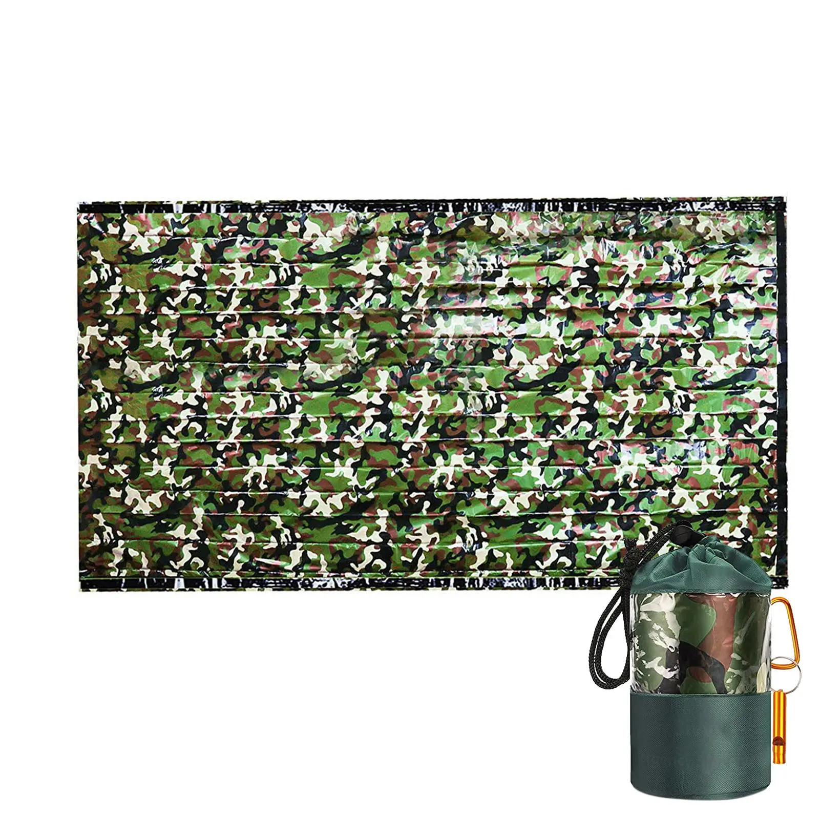 

Camouflage Bivy Sack For Emergency Portable Bivy Sack Waterproof Nylon Blanket With Whistle Survival Gear For Outdoor Camping