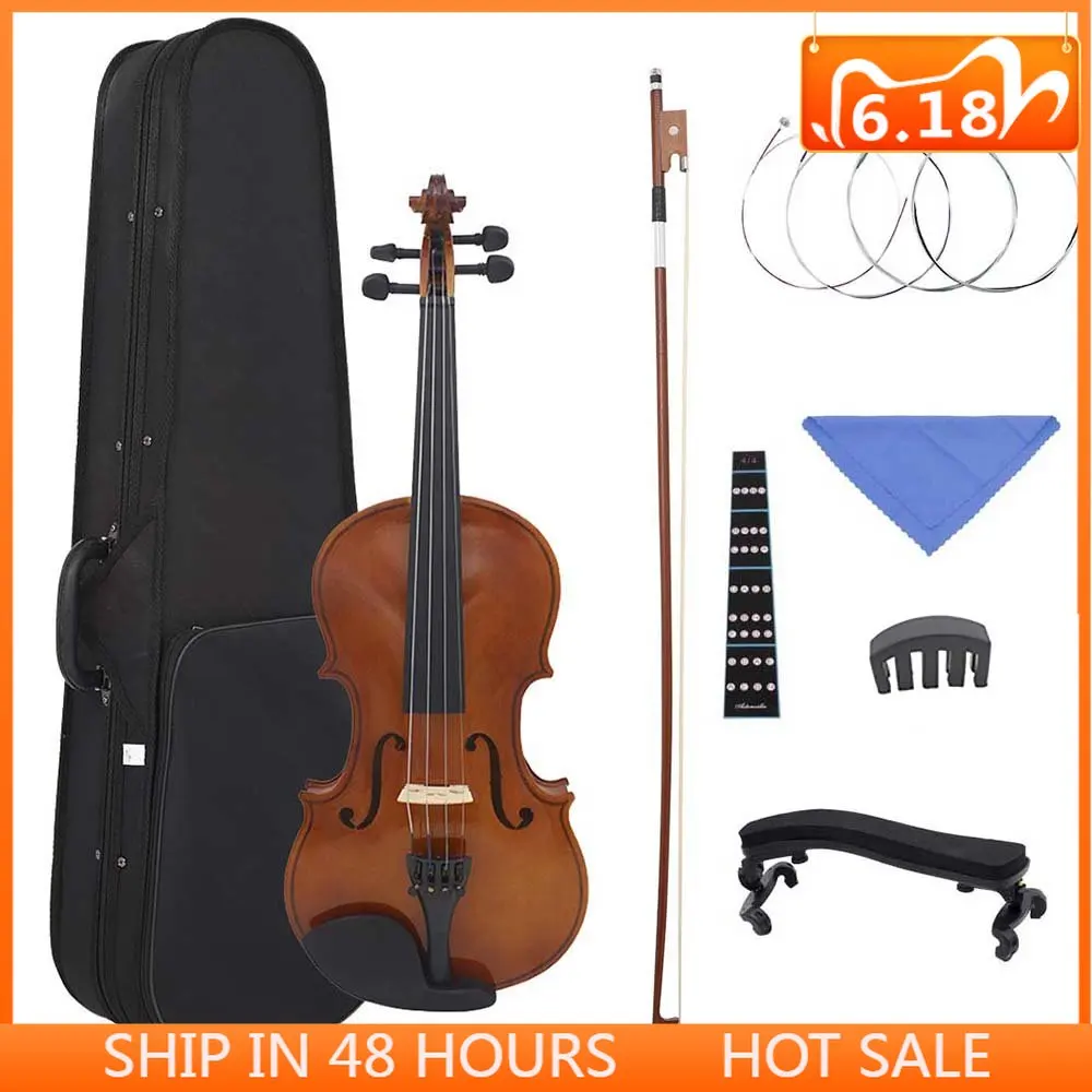 IRIN Full Size Violin 4/4 3/4 Wooden Acoustic Fiddle Beginner Violin Case Bow Strings Shoulder Music Instrument Accessories Set