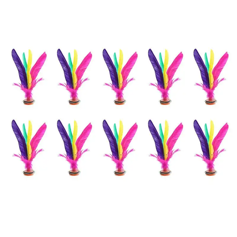 

Shuttlecock Chinese Jianzi 10pcs Feather Kick Shuttlecocks Jianzi Colorful Foot Sports Outdoor Toy Game Fun Fitness Equipment