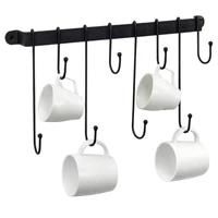 mug hanger with 8 hooks wall mounted space saving rust proof rustic display black strong bearing coffee cup holder for coffee ba