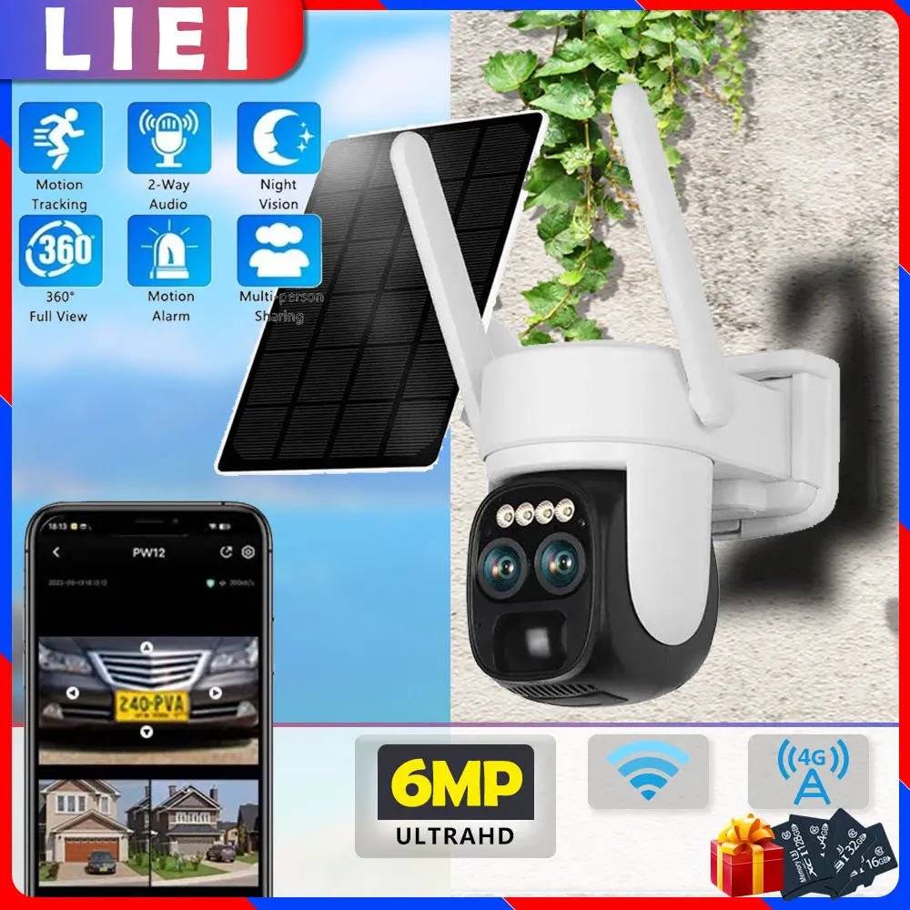 LIEI 4G/Wi-Fi PTZ IP Солнечная камера с автоматическим отслеживанием ...