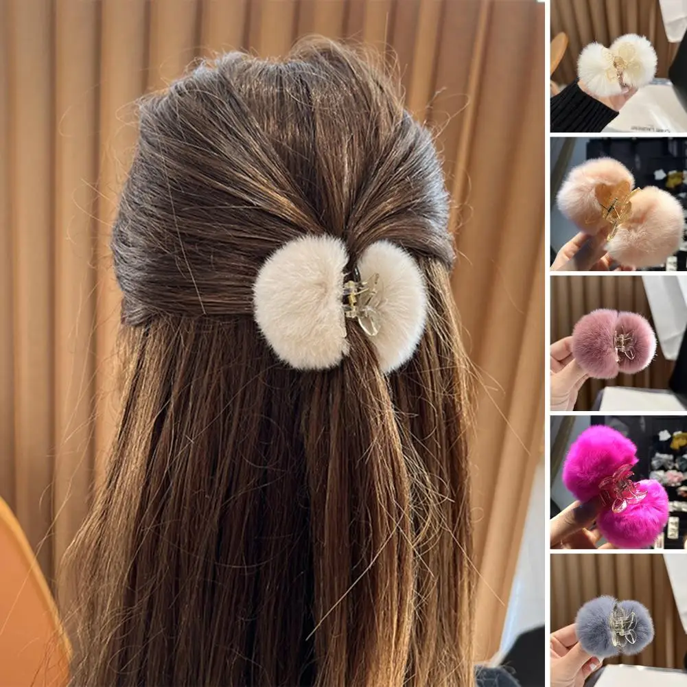 

Hair Claw Strong Claws Fadeless Fall-resistant Non-shedding Non-slip Fluffy Fur Balls Fall Winter Plush Hair Clip Hair Accessory