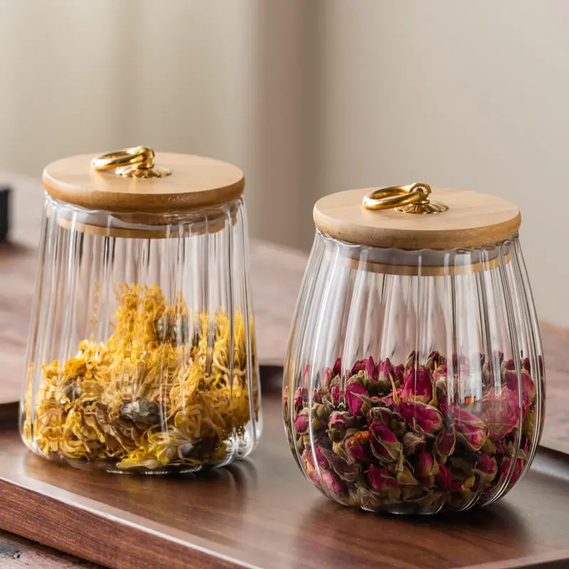 

Glass Jar Sealed Scented Tea Snack Nut Storage Bottles Box Elegant Nordic Style Japanese Household Glass Jars and Lids