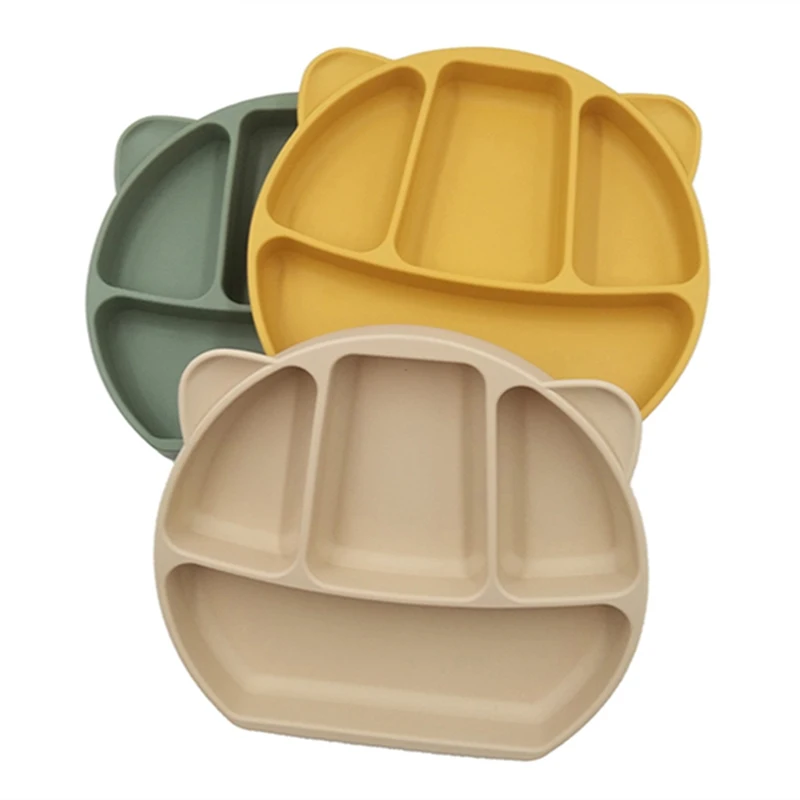 

Baby Silicone Dishes Dining Bowls Cartoon Panda Shaped Tableware Baby Feeding Plates Bowl Fork Spoon BPA Free