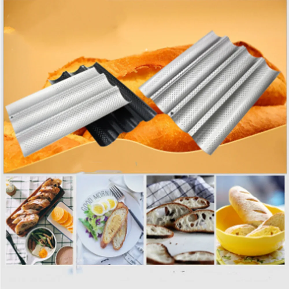 

2/3/4 Groove Bread Baking Mold Bread Wave Baking Tray Practical Cake Baguette Mold Pans Waves Bread Baking Tools New French
