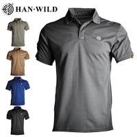 han wild polo shirt men fashion breathable solid color short sleeve hiking t shirts men casual turn down collar male tops hiking