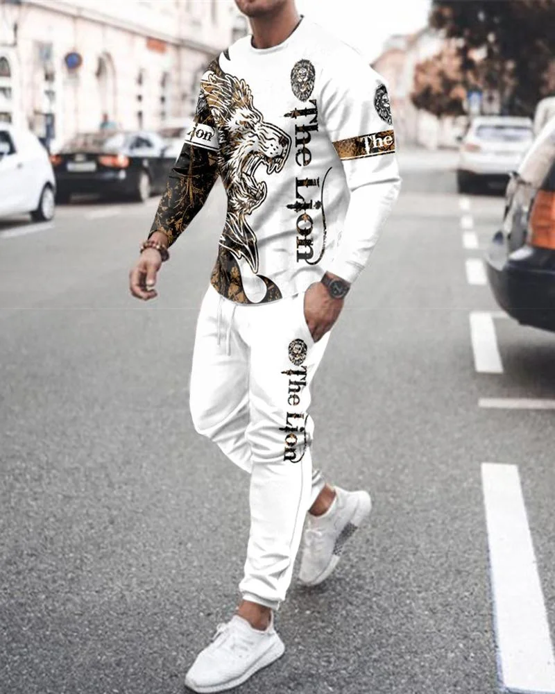 

The Lion King Men's Set Casual Sportswear Running Suit Men Long-sleeved Autumn T-shirt+Sports Tracksuit 2-Piece Plus Size Set