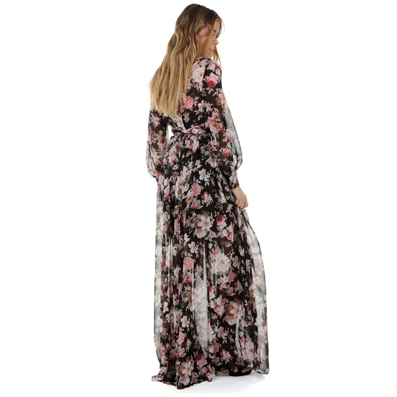 Длинное платье для беременных с цветочным принтом