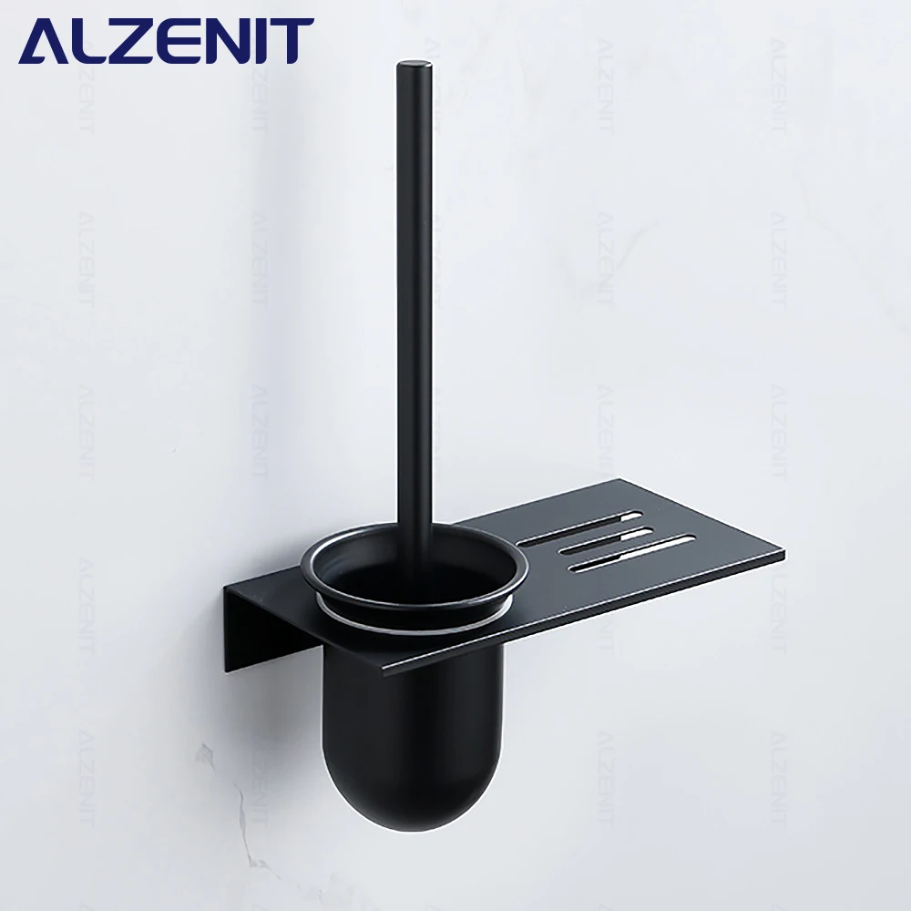 toilet brush holder plunger set wall mount with bracket durable wc cleaning supplies matte black aluminum bathroom accessories free global shipping