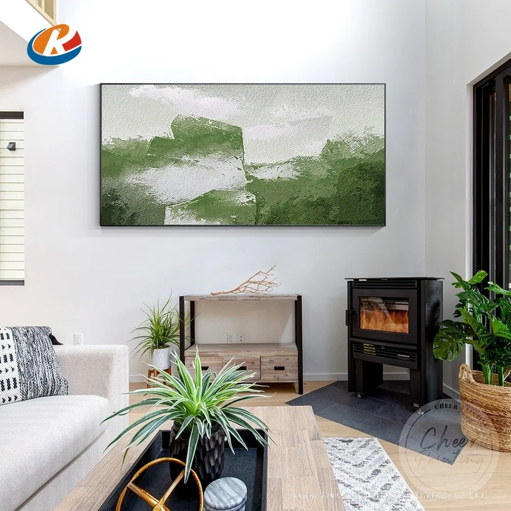 

Green Painting Landscape White Abstract Art Original Oil Painting Abstract Handmade Canvas DecorativeWall Art