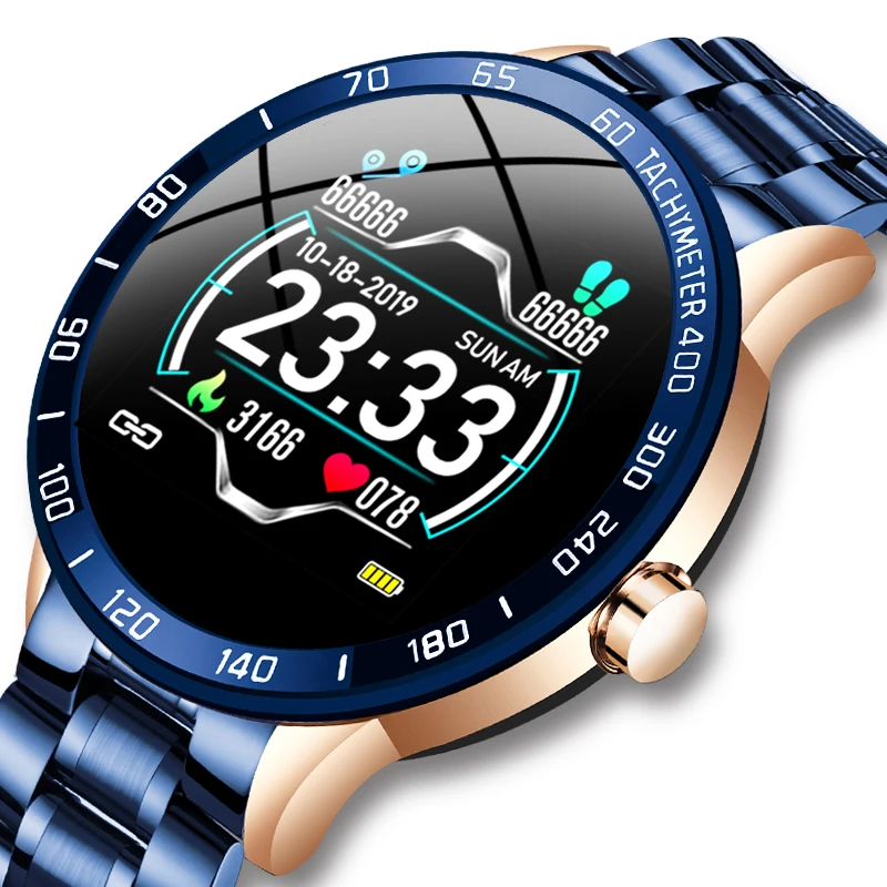 VBDK Steel Band Smart Watch Men Heart Rate Blood Pressure Monitor Sport Multifunction Mode Fitness Tracker Waterproof Smartwatch