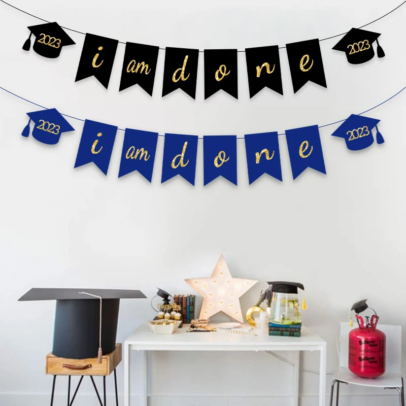 

Black Glitter I'm Done Banner 2023 Graduation Banner Congrats Grad Decor Class of 2023 Graduation Party Supplies