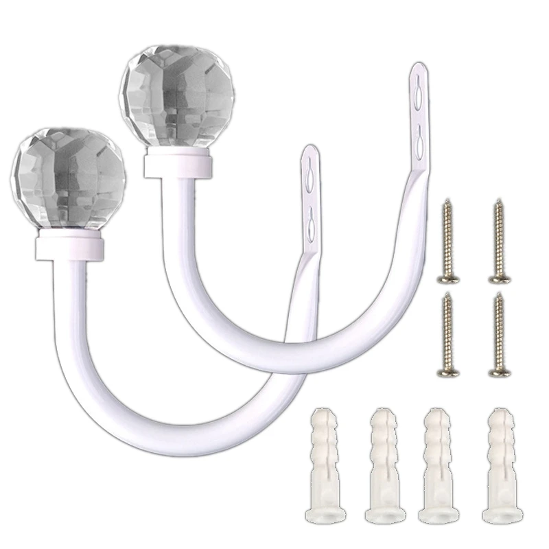 

2 Pack Curtain Holdbacks Crystal Ball Curtain Tie Backs U Shaped Metal Curtain Holdbacks Wall Mounted Curtain Hook