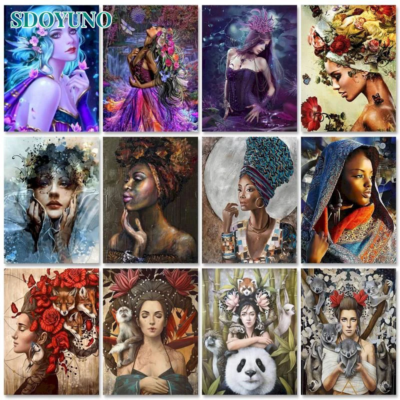 

Картина по номерам для интерьера SDOYUNO, акриловая искусственная живопись, рисунок «сделай сам», картины по номерам, женский домашний декор, н...