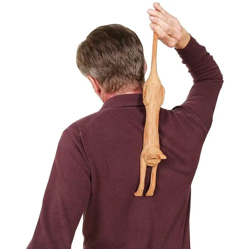 

1Pcs Creative Wooden Cute Cat Shaped Back Scratcher With Long Handle Body Scratching Stick Head Waist Legs Back Massage Tools