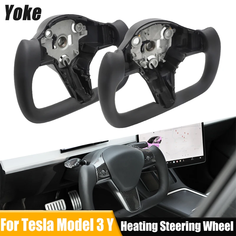 

Yoke Leather Heating Steering Wheel Racing For Tesla Model 3 Y 2017 2018 2019 2020 2021 2022 Black Color Heating Optional