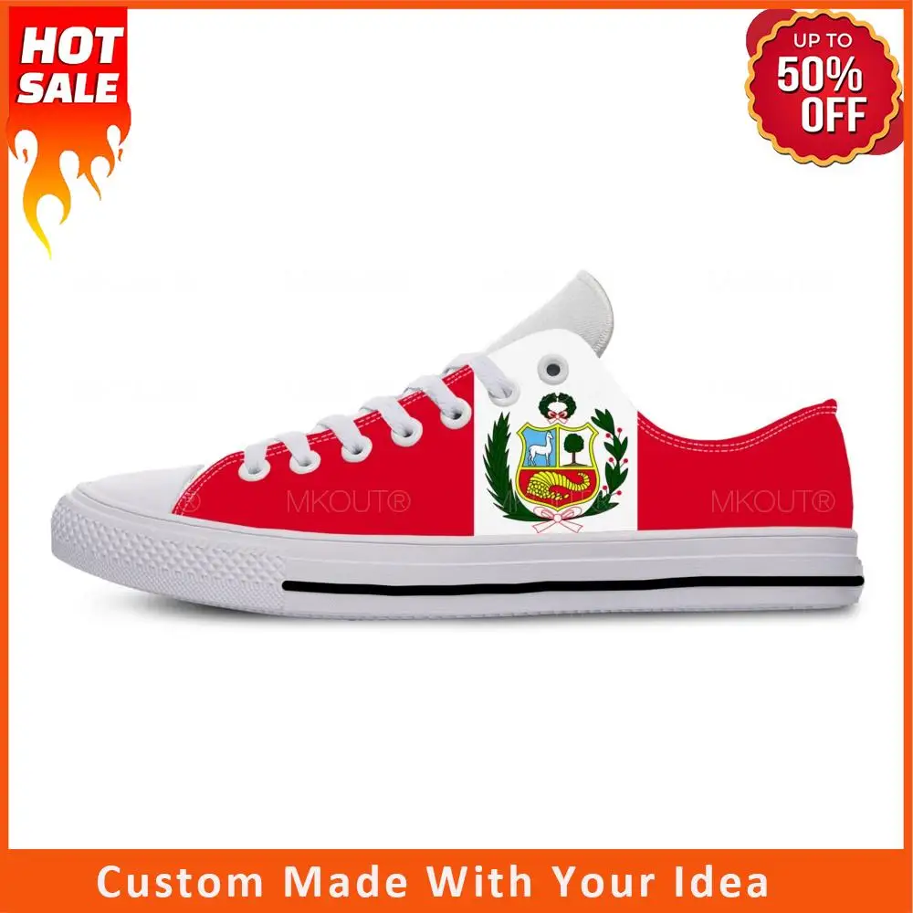 

Peru Flag Low Top Sneakers Mens Womens Teenager Casual Shoes Canvas Running Shoes 3D Printed Breathable Lightweight shoe