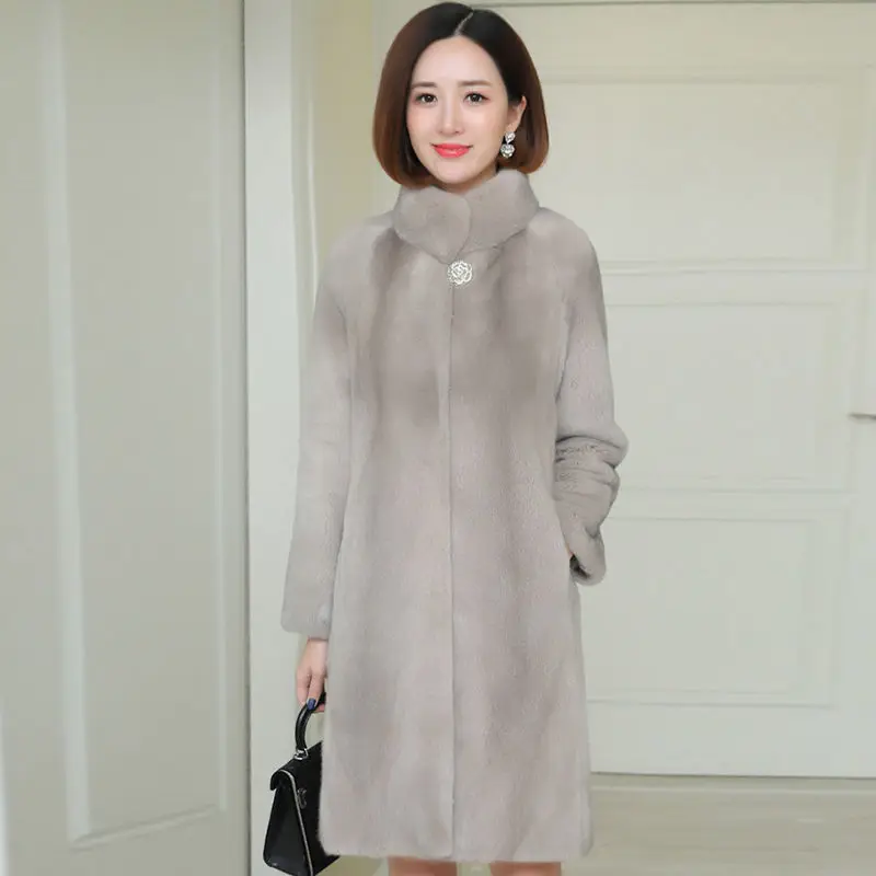 

2023 New Mink Velvet Faux Imitation Mink Fur Coats Women Winter Thick Loose Warm Outwear Plush Hooded Jacket Female 5XL E652