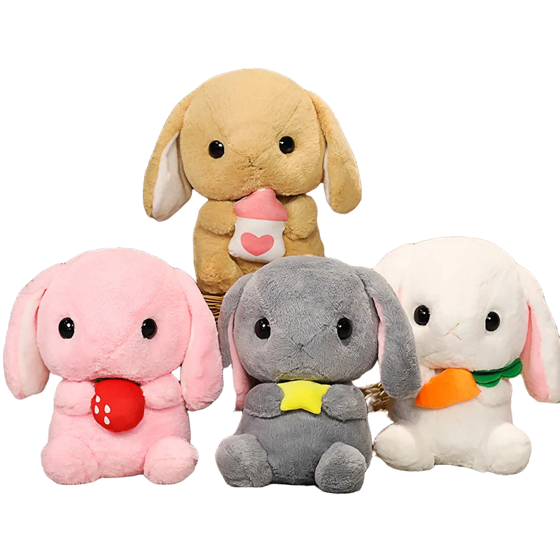 

22cm Adorable Lop Doll Cute Long Ears Rabbits Plush Toy Pink Brown Grey White Peluche Children Birthday Present