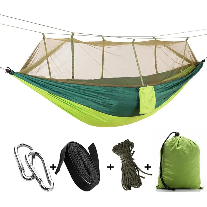

Camping Garden Hammock With Mosquito Net Outdoor Furniture Bed Strength Parachute Fabric Sleep Swing Portable Hanging 260x140cm
