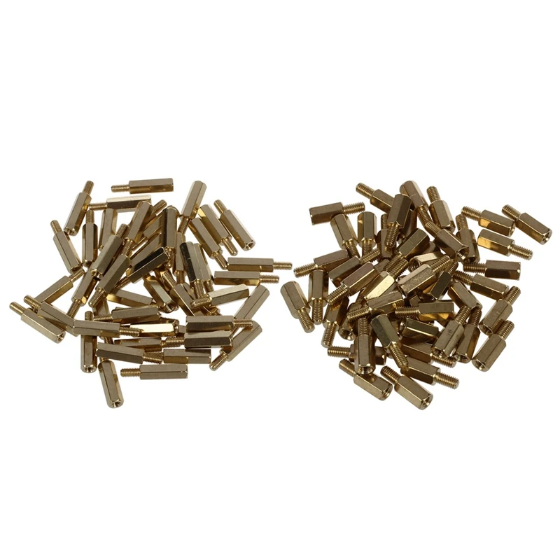 

100Pcs Brass Screw Thread Pcb Stand-Off Spacer M3 Male X M3 Female - 50Pcs Length 9Mm & 50Pcs Length 15Mm