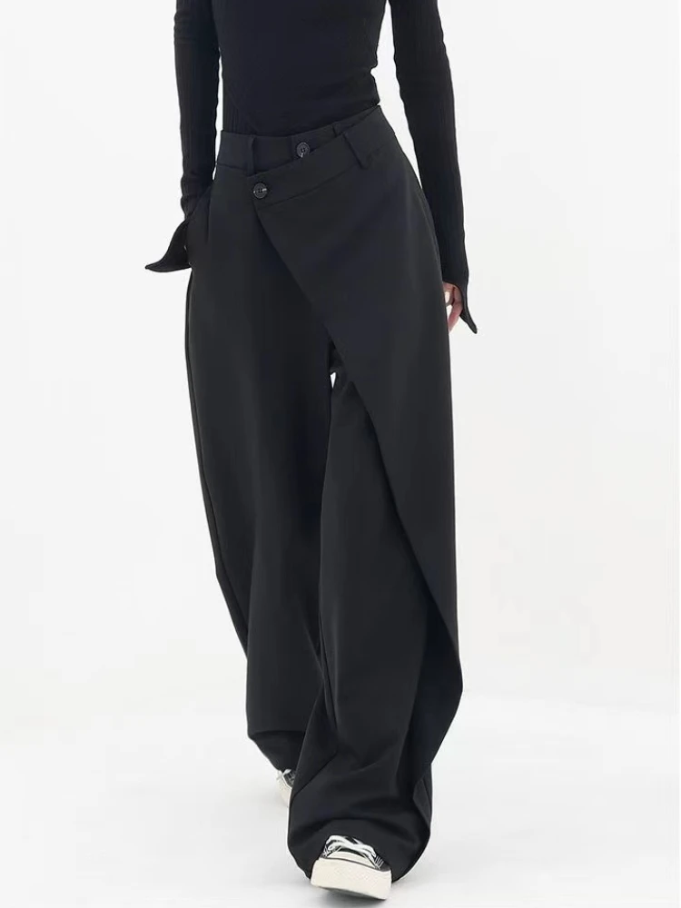 

Irregular Patchwor Pants Women Casual Full Length Solid Wide Leg Pants Spring Fashion 2023 Women Straight Trousers