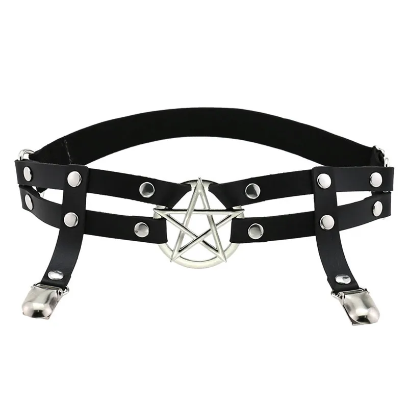 

Punk Star Double Thigh Ring Faux Leather Metal O-Ring Garter Belt