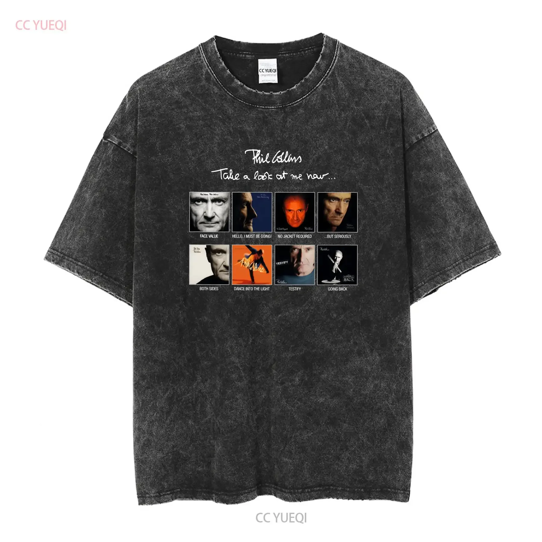 Фото Новая черная футболка Phil Collins Take a Look at Me Now от S до 5XL для фанатов TM50 с длинными рукавами, винтажный стираный топ для повседневной носки №2
