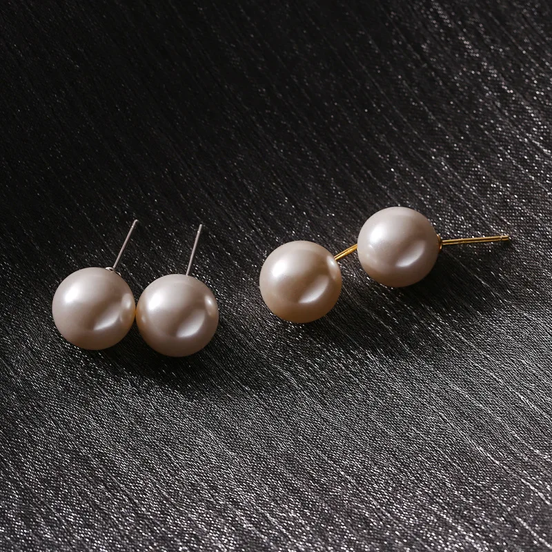 Silvology Real 925 Sterling Silver 12mm Big Shell Pearl Stud Earring for Women Round INS Stylish Earring Minimalist Fine Jewelry