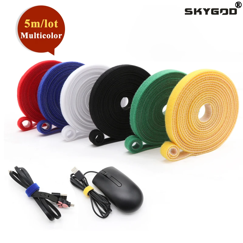 

5m/roll Self Adhesive Tape Width 10/15/20/25mm DIY Accessories Reusable Cable Tie Wire Straps Tape