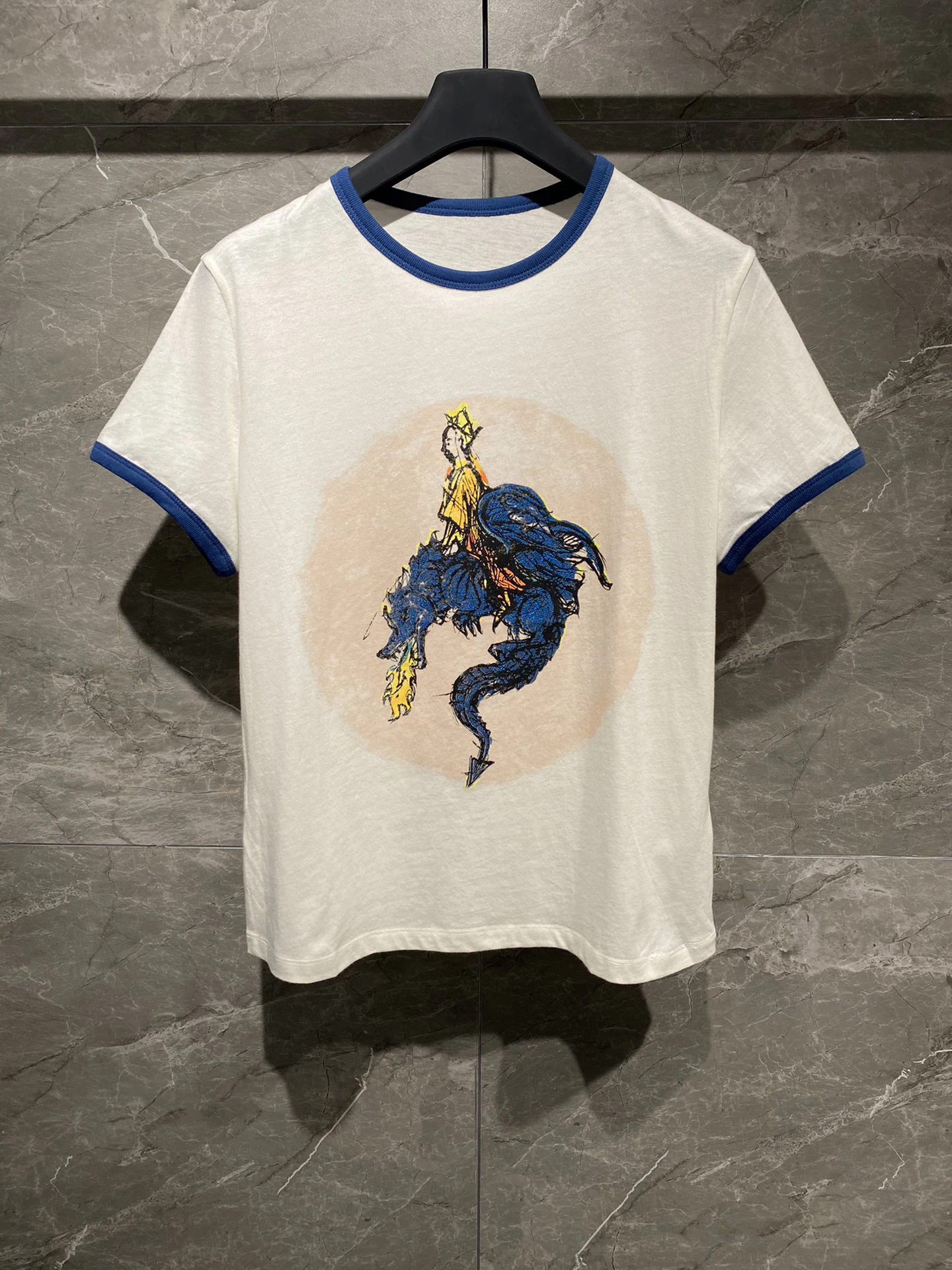 

New Summer Cartoon Printing O Neck High Quality Tees Haute Couture Cotton Slim Women T-shirt Tops Short Sleeve Hit Color Chic