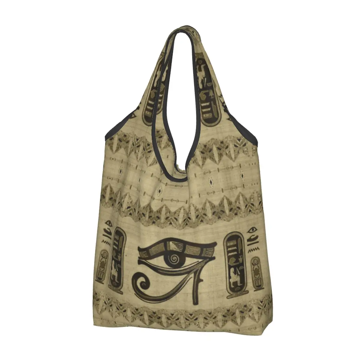 

Egyptian Eye Of Horus Grocery Shopping Bags Custom Shopper Tote Shoulder Bag Portable Ancient Egypt Hieroglyphics Handbag