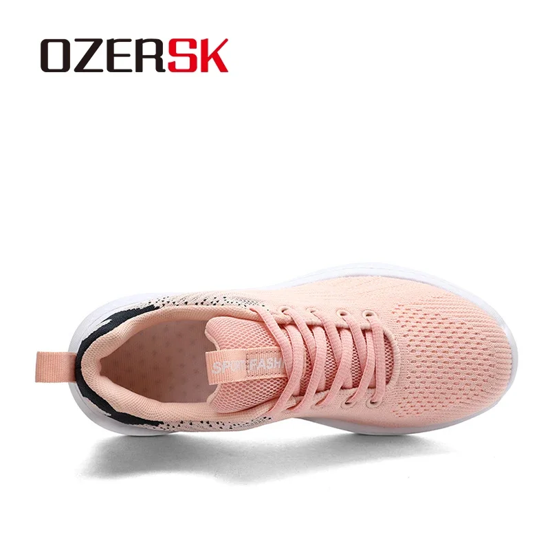 OZERSK женские кроссовки с круглой головкой и сеткой туфли на плоской подошве