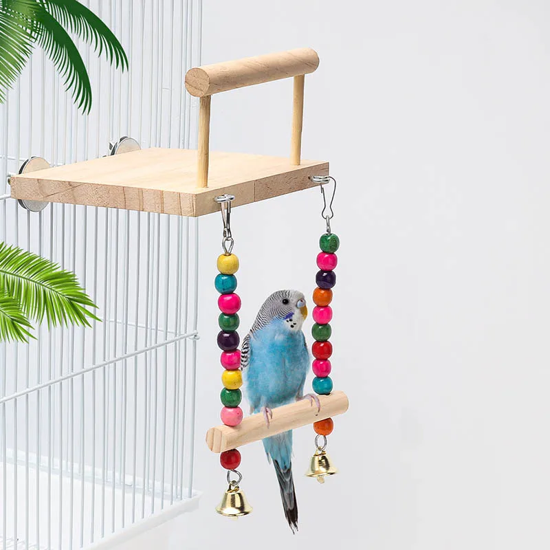 

Parrot Bird Supplies New Color Stand Bird Swing Toy Suspension Bridge Hanging Ring Climbing Ladder Cage Pets Accessories