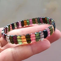 natural colorful tourmaline crystal clear rectangle beads bracelet 94 5mm red candy tourmaline brazil women jewelry aaaaaaa