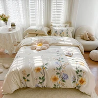 svetanya pastoral flowers butterfly satin egyptian cotton bedding set linens king queen europe double size duvet cover set