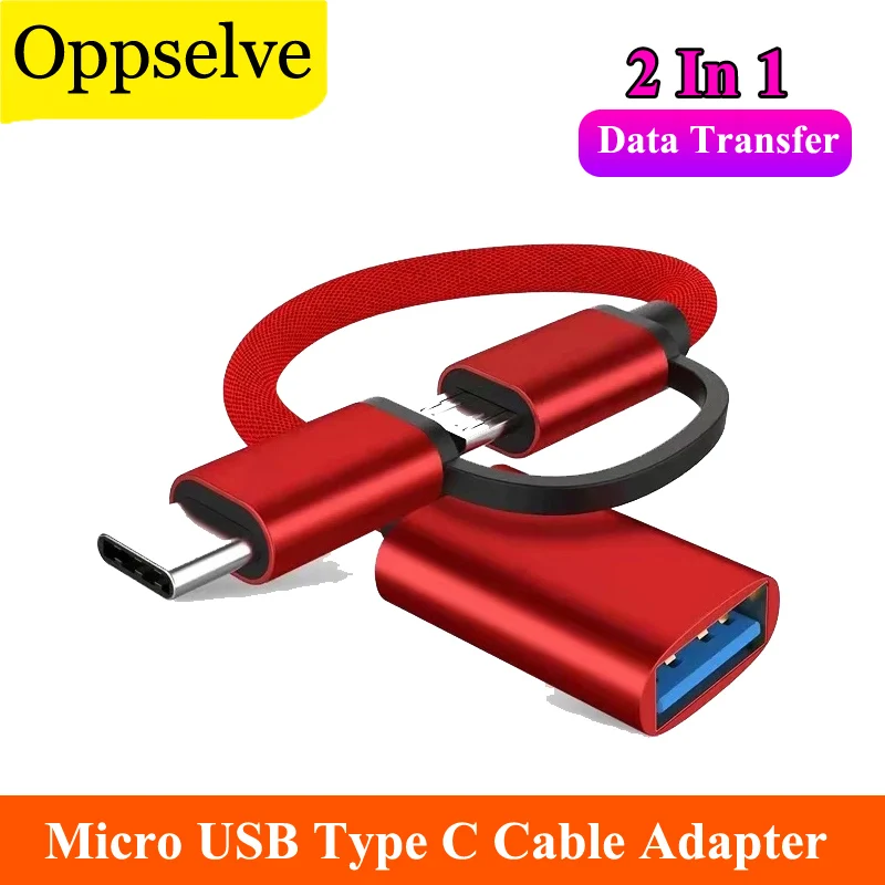 

2 In 1 Fast Charge OTG Cable USB 3.0 To Micro USB Type C Data Sync Converter USB C Adapter For PC MacBook POCO OnePlus Samsung